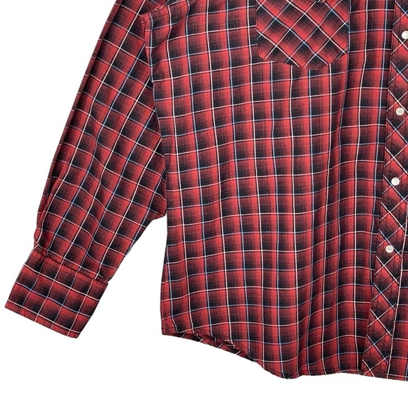 Wrangler Wrancher Mens XL Pearl Snap Western Plaid Shirt Cowboy Rodeo Workwear - Picture 3 of 9